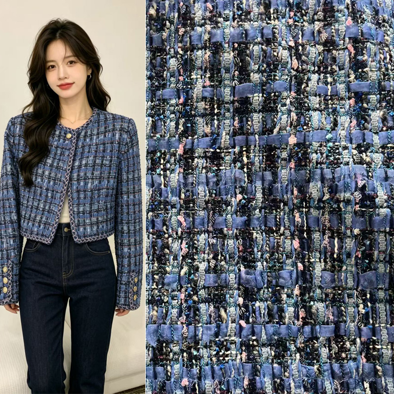 Sewing Tweed Fabric - Blue Yarn-dyed Heavy Industry Tweed Premium