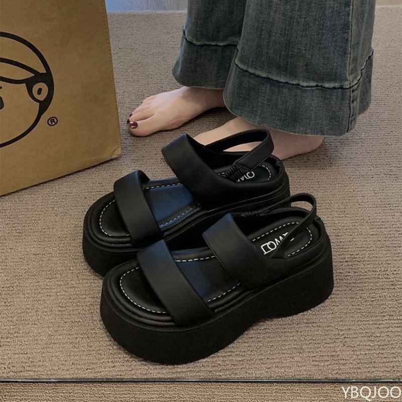 Elastic Waistband Roll - Sponge Cake Soled Sandals for Women's
