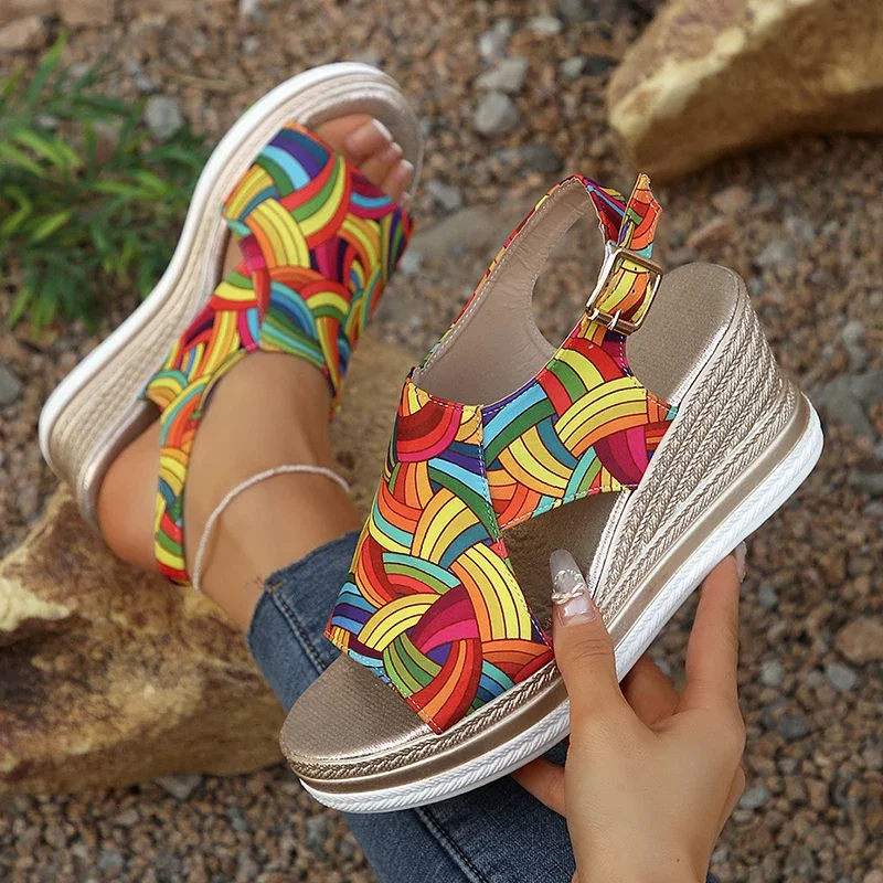 Rainbow Graffiti Wedge Heels S - đánh giá và giá Elastic Waistband Roll