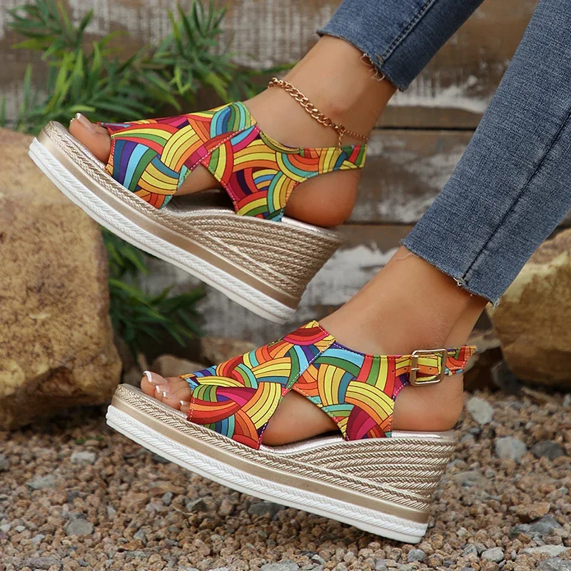 Rainbow Graffiti Wedge Heels S - đánh giá và giá Elastic Waistband Roll