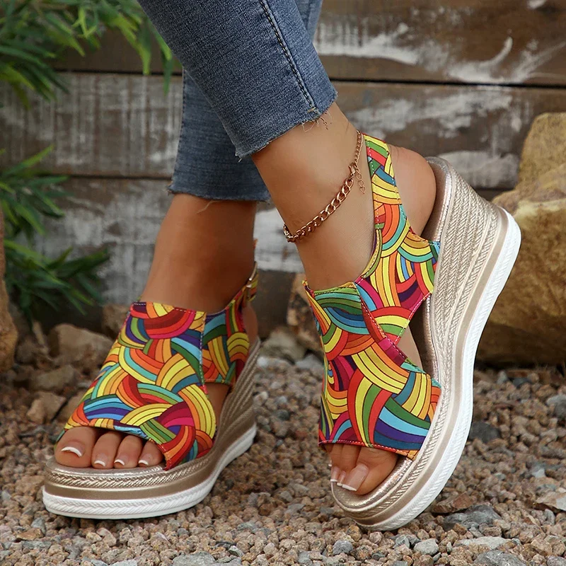 Rainbow Graffiti Wedge Heels S - đánh giá và giá Elastic Waistband Roll
