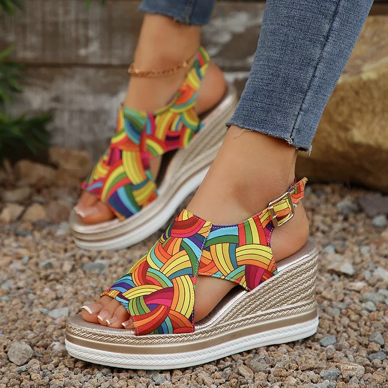 Rainbow Graffiti Wedge Heels S - đánh giá và giá Elastic Waistband Roll