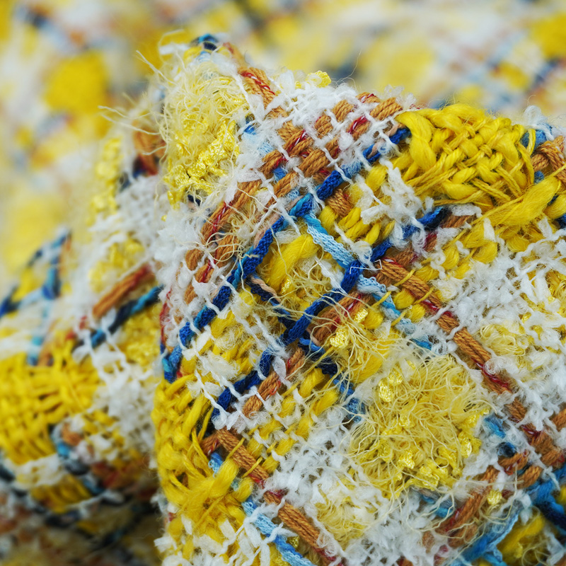 Vibrant Style Yellow Multicolo - đánh giá và giá Sewing Tweed Fabric