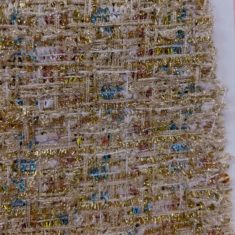 Gold Wire and Sequin Yarn-Dyed - đánh giá và giá Sewing Tweed Fabric