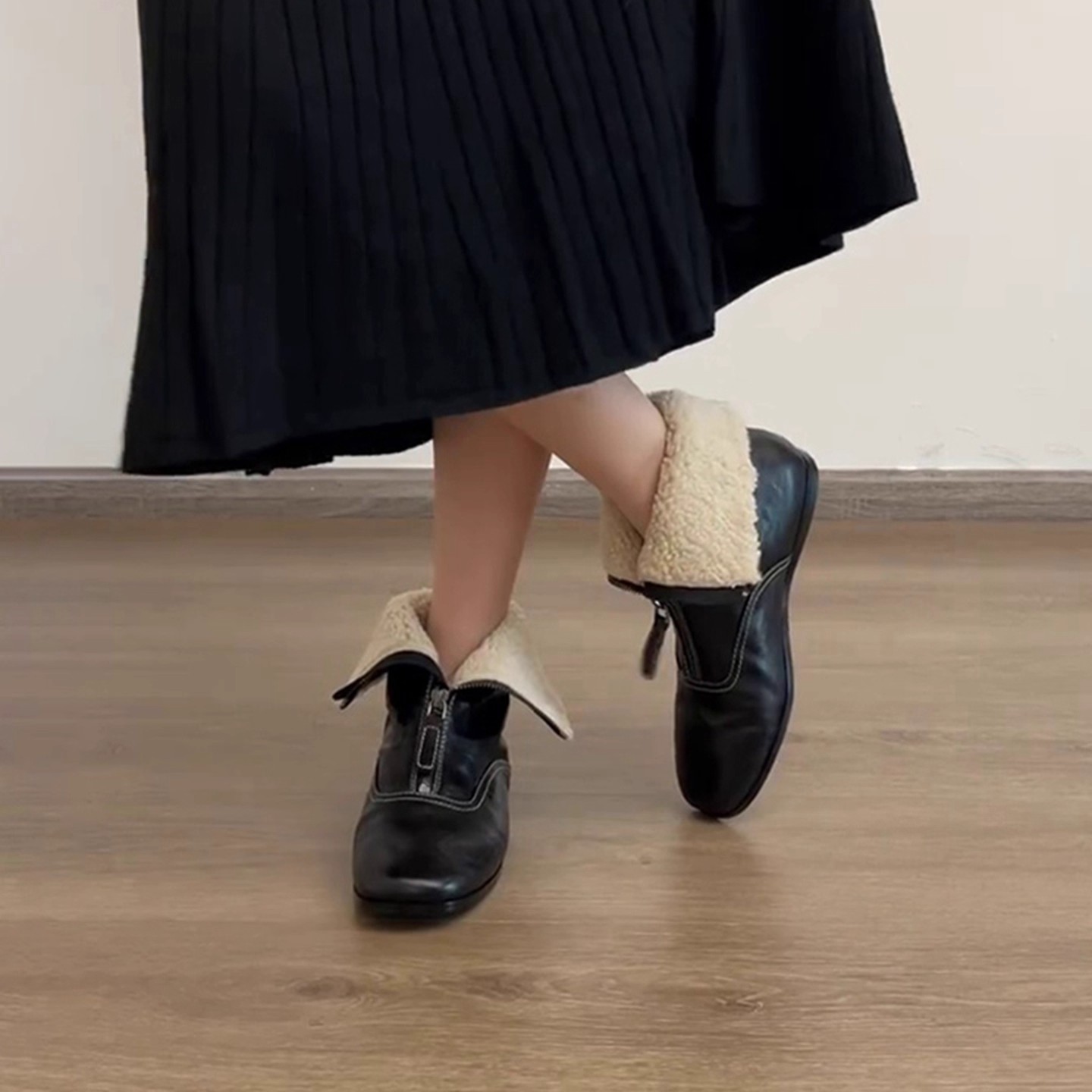 British style retro square toe - đánh giá và giá Sewing Front Zipper