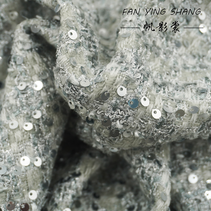 Silver Gray Glitter Sequins Tw - đánh giá và giá Sewing Tweed Fabric