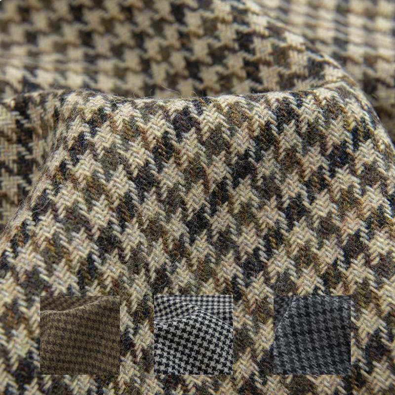 Light Coffee Small Houndstooth - đánh giá và giá Sewing Tweed Fabric