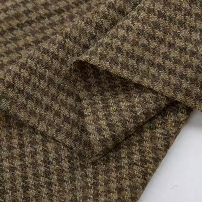 Light Coffee Small Houndstooth - đánh giá và giá Sewing Tweed Fabric