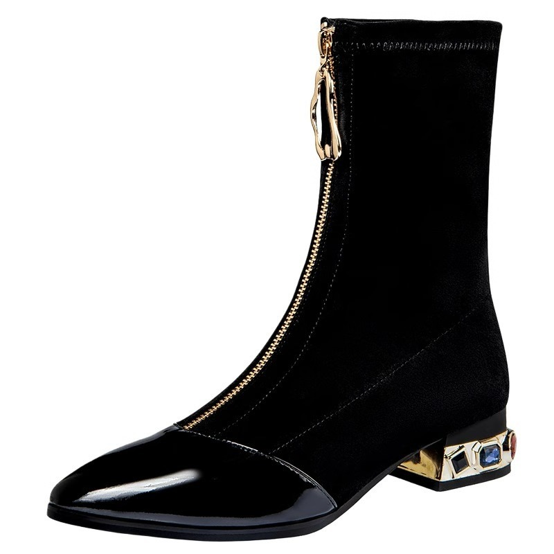 Women Shiny Sequin Ankle Boots - đánh giá và giá Sewing Front Zipper